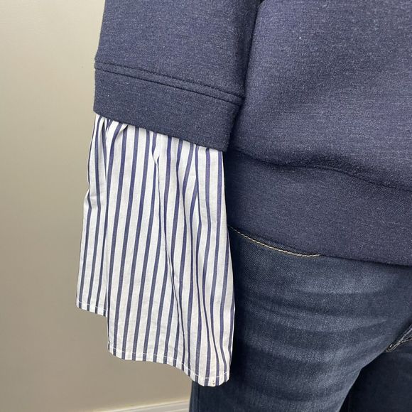 nordstrom signature womens Size Small Mixed Media sweater Lace Preppy Luxury - Picture 2 of 9